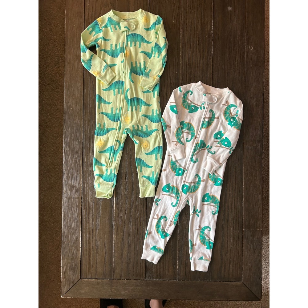 Carters Just One You 12M Pajamas Set Dinosaur Chameleon Sleepers 2 Pack